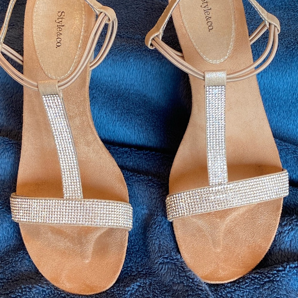 Rhinestone wedge Sandals, 8.5